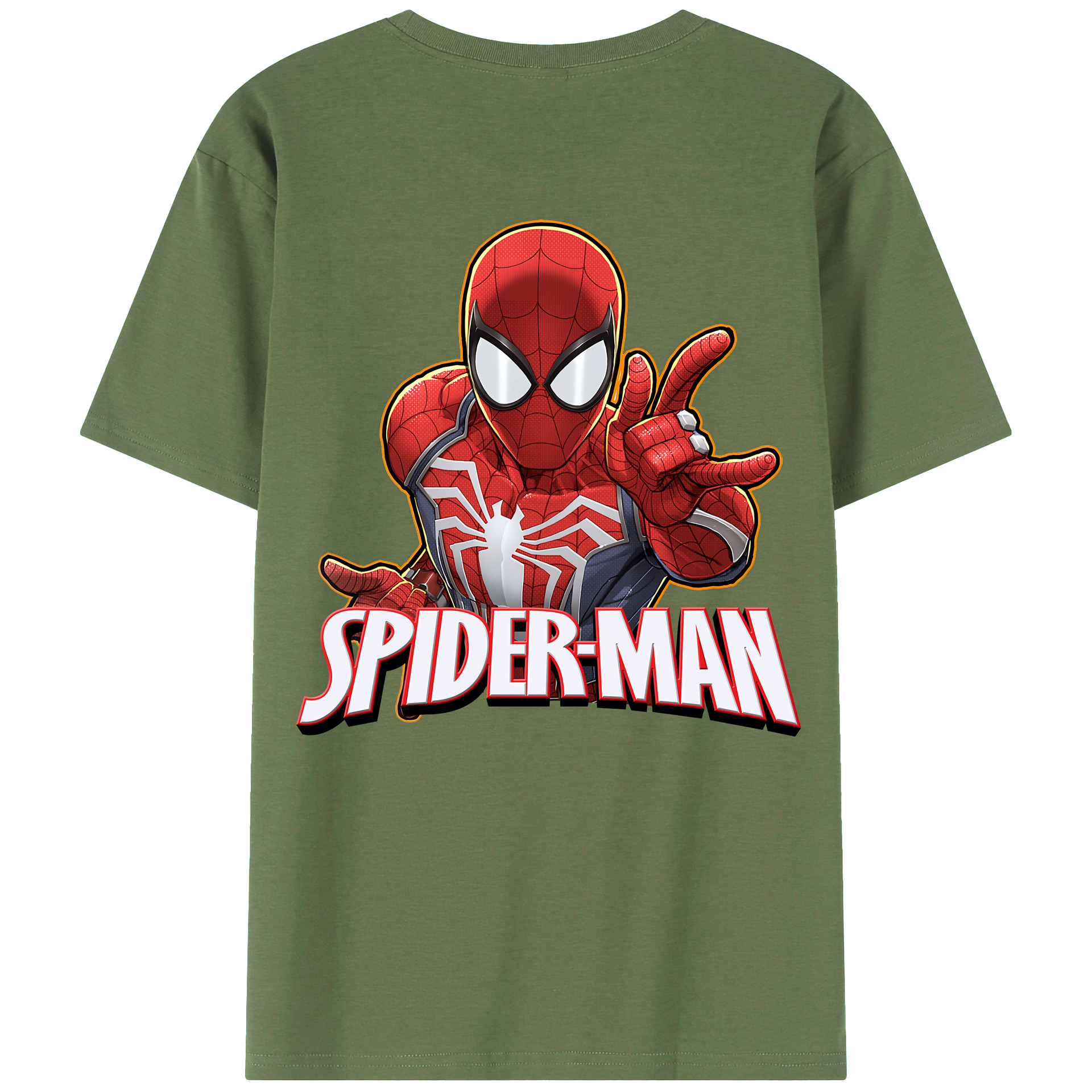 （画像用） Spider Man スパイダーマン 綿100％ メンズ半袖Tシャツ（バックプリント） 通気性